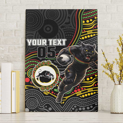 Custom Panthers Canvas Wall Art Warrior Mascot With Aboriginal Indigenous