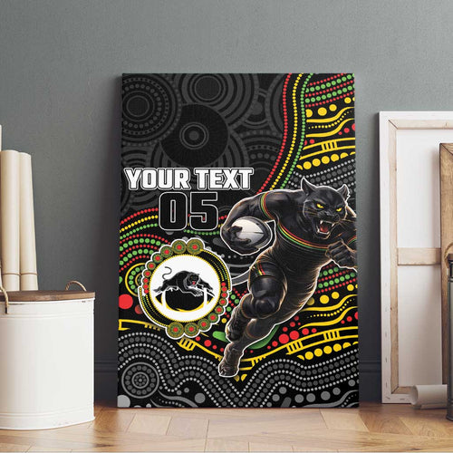 Custom Panthers Canvas Wall Art Warrior Mascot With Aboriginal Indigenous
