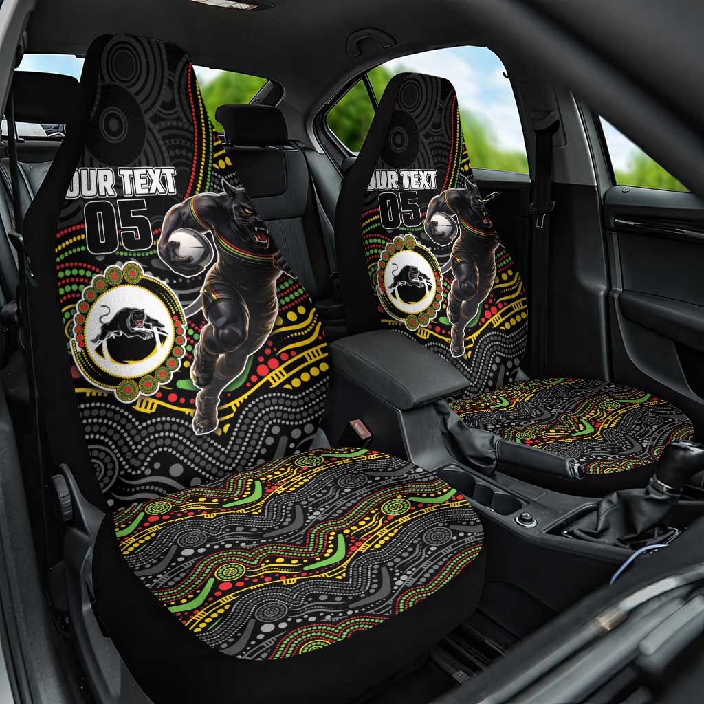 Custom Panthers Car Seat Cover Warrior Mascot With Aboriginal Indigenous