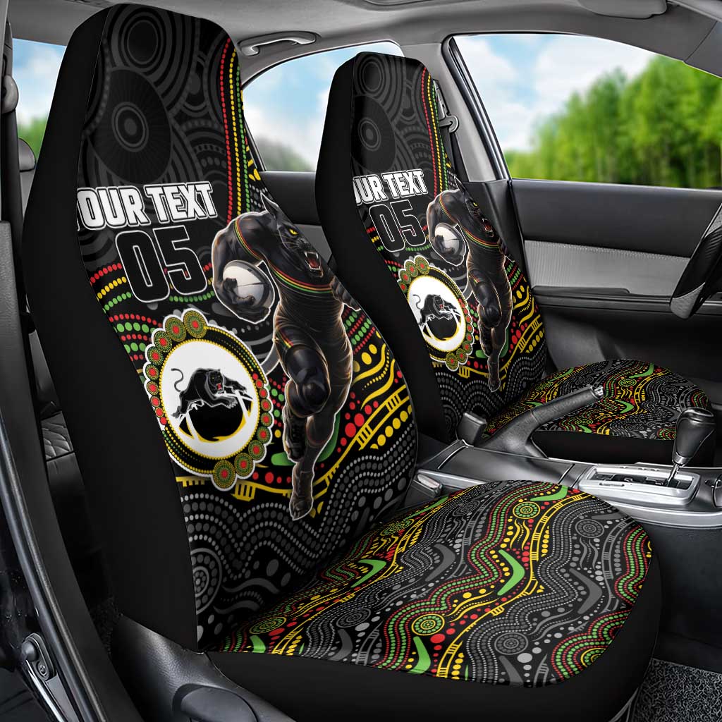 Custom Panthers Car Seat Cover Warrior Mascot With Aboriginal Indigenous
