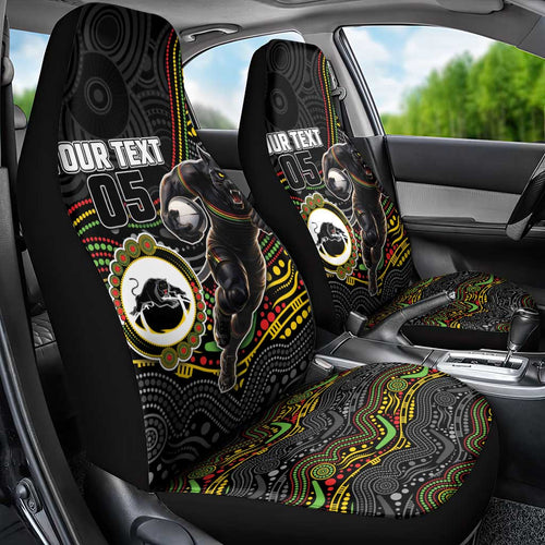 Custom Panthers Car Seat Cover Warrior Mascot With Aboriginal Indigenous