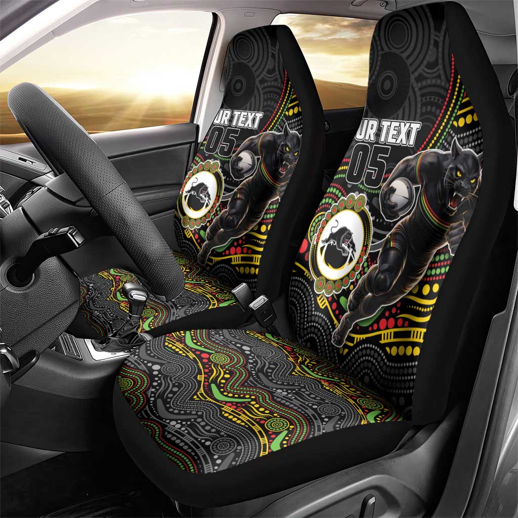 Custom Panthers Car Seat Cover Warrior Mascot With Aboriginal Indigenous
