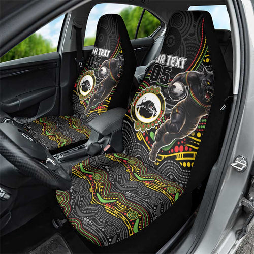 Custom Panthers Car Seat Cover Warrior Mascot With Aboriginal Indigenous