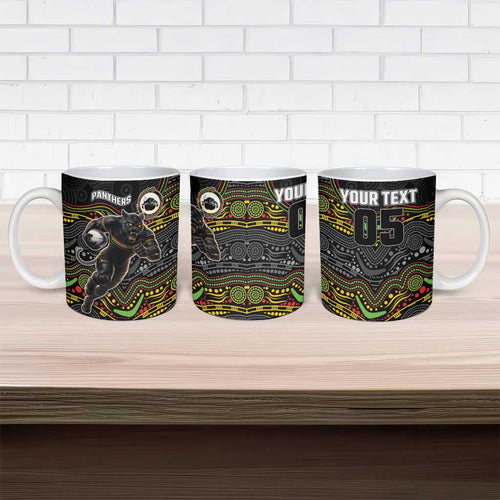 Custom Panthers Ceramic Mug Warrior Mascot With Aboriginal Indigenous