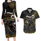 Custom Panthers Couples Matching Long Sleeve Bodycon Dress and Hawaiian Shirt Warrior Mascot With Aboriginal Indigenous