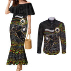 Custom Panthers Couples Matching Mermaid Dress and Long Sleeve Button Shirt Warrior Mascot With Aboriginal Indigenous