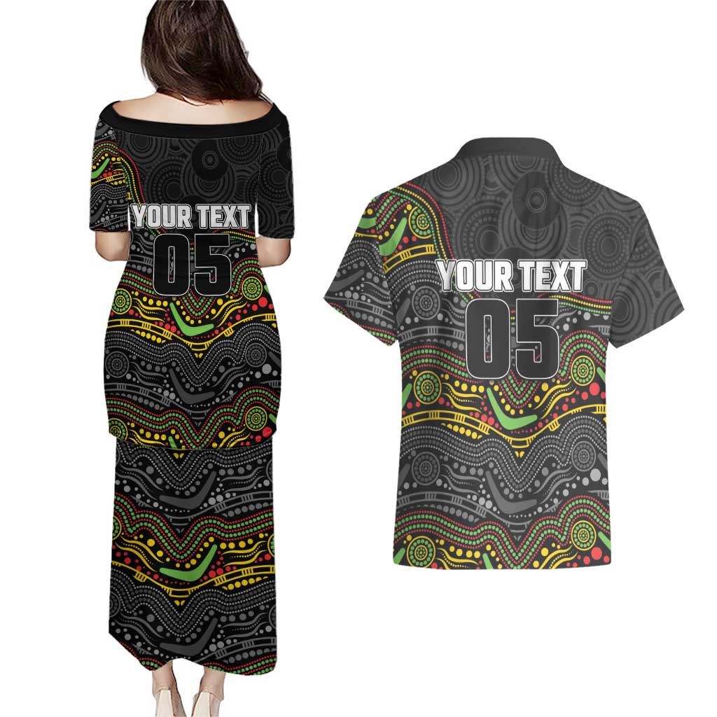 Custom Panthers Couples Matching Puletasi and Hawaiian Shirt Warrior Mascot With Aboriginal Indigenous
