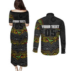 Custom Panthers Couples Matching Puletasi and Long Sleeve Button Shirt Warrior Mascot With Aboriginal Indigenous