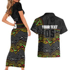 Custom Panthers Couples Matching Short Sleeve Bodycon Dress and Hawaiian Shirt Warrior Mascot With Aboriginal Indigenous