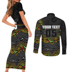 Custom Panthers Couples Matching Short Sleeve Bodycon Dress and Long Sleeve Button Shirt Warrior Mascot With Aboriginal Indigenous