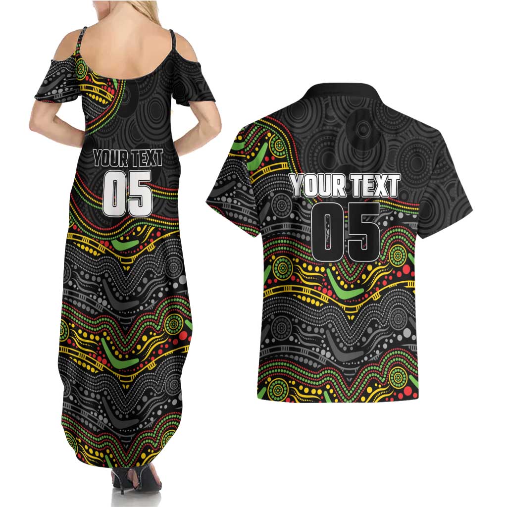 Custom Panthers Couples Matching Summer Maxi Dress and Hawaiian Shirt Warrior Mascot With Aboriginal Indigenous