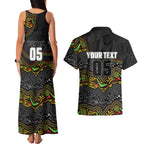 Custom Panthers Couples Matching Tank Maxi Dress and Hawaiian Shirt Warrior Mascot With Aboriginal Indigenous