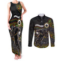 Custom Panthers Couples Matching Tank Maxi Dress and Long Sleeve Button Shirt Warrior Mascot With Aboriginal Indigenous