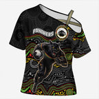 Custom Panthers Cross Shoulder Shirt Warrior Mascot With Aboriginal Indigenous