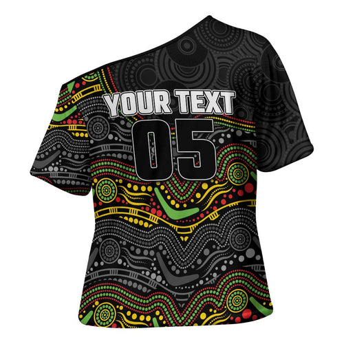 Custom Panthers Cross Shoulder Shirt Warrior Mascot With Aboriginal Indigenous