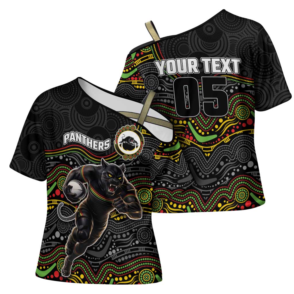 Custom Panthers Cross Shoulder Shirt Warrior Mascot With Aboriginal Indigenous