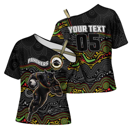 Custom Panthers Cross Shoulder Shirt Warrior Mascot With Aboriginal Indigenous