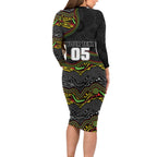 Custom Panthers Family Matching Long Sleeve Bodycon Dress and Hawaiian Shirt Warrior Mascot With Aboriginal Indigenous
