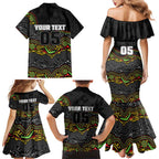 Custom Panthers Family Matching Mermaid Dress and Hawaiian Shirt Warrior Mascot With Aboriginal Indigenous