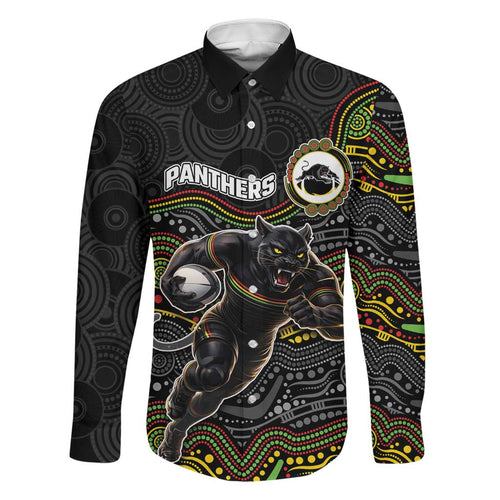 Custom Panthers Family Matching Mermaid Dress and Hawaiian Shirt Warrior Mascot With Aboriginal Indigenous