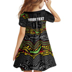 Custom Panthers Family Matching Off The Shoulder Long Sleeve Dress and Hawaiian Shirt Warrior Mascot With Aboriginal Indigenous