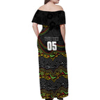 Custom Panthers Family Matching Off Shoulder Maxi Dress and Hawaiian Shirt Warrior Mascot With Aboriginal Indigenous
