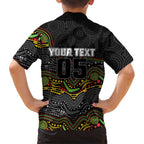 Custom Panthers Family Matching Puletasi and Hawaiian Shirt Warrior Mascot With Aboriginal Indigenous