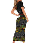 Custom Panthers Family Matching Short Sleeve Bodycon Dress and Hawaiian Shirt Warrior Mascot With Aboriginal Indigenous
