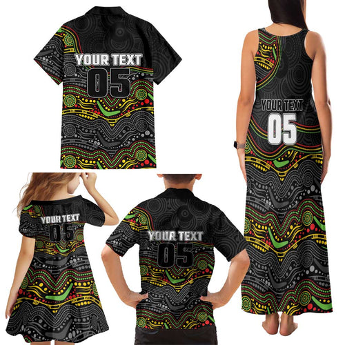 Custom Panthers Family Matching Tank Maxi Dress and Hawaiian Shirt Warrior Mascot With Aboriginal Indigenous