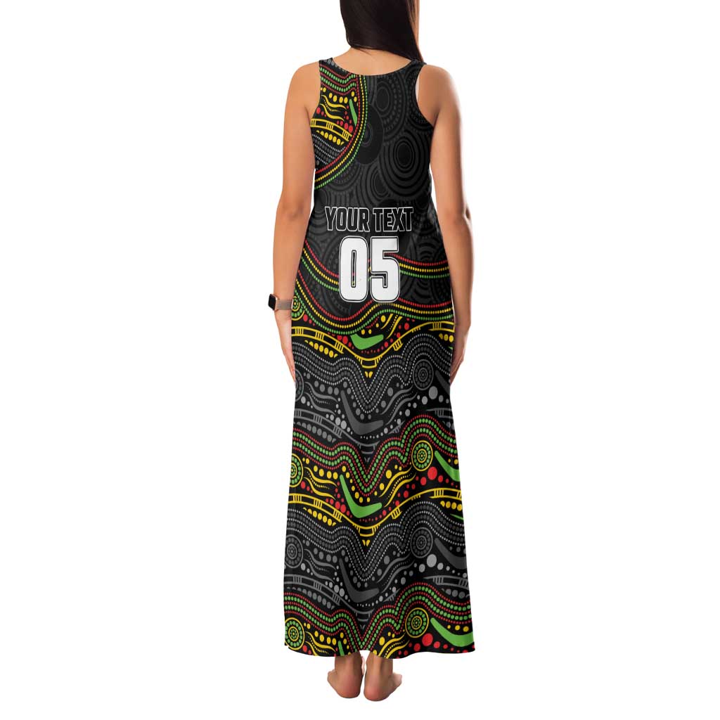 Custom Panthers Family Matching Tank Maxi Dress and Hawaiian Shirt Warrior Mascot With Aboriginal Indigenous
