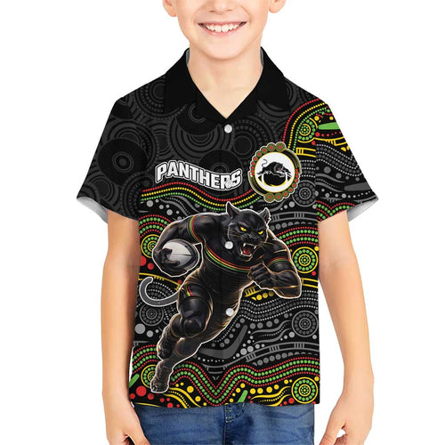 Custom Panthers Family Matching Tank Maxi Dress and Hawaiian Shirt Warrior Mascot With Aboriginal Indigenous