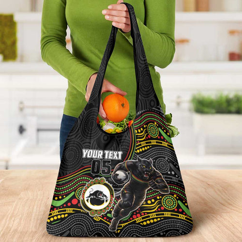 Custom Panthers Grocery Bag Warrior Mascot With Aboriginal Indigenous