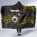 Custom Panthers Hooded Blanket Warrior Mascot With Aboriginal Indigenous