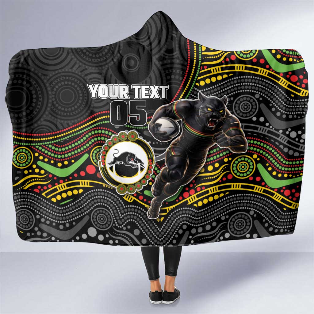 Custom Panthers Hooded Blanket Warrior Mascot With Aboriginal Indigenous