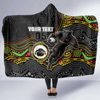 Custom Panthers Hooded Blanket Warrior Mascot With Aboriginal Indigenous
