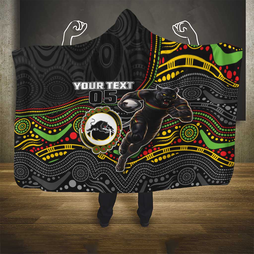 Custom Panthers Hooded Blanket Warrior Mascot With Aboriginal Indigenous