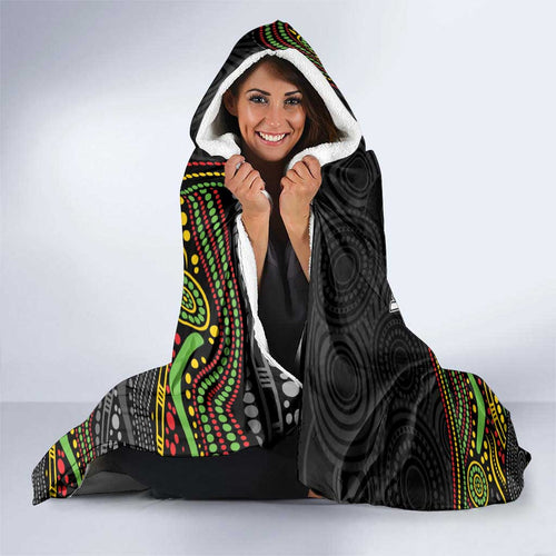 Custom Panthers Hooded Blanket Warrior Mascot With Aboriginal Indigenous