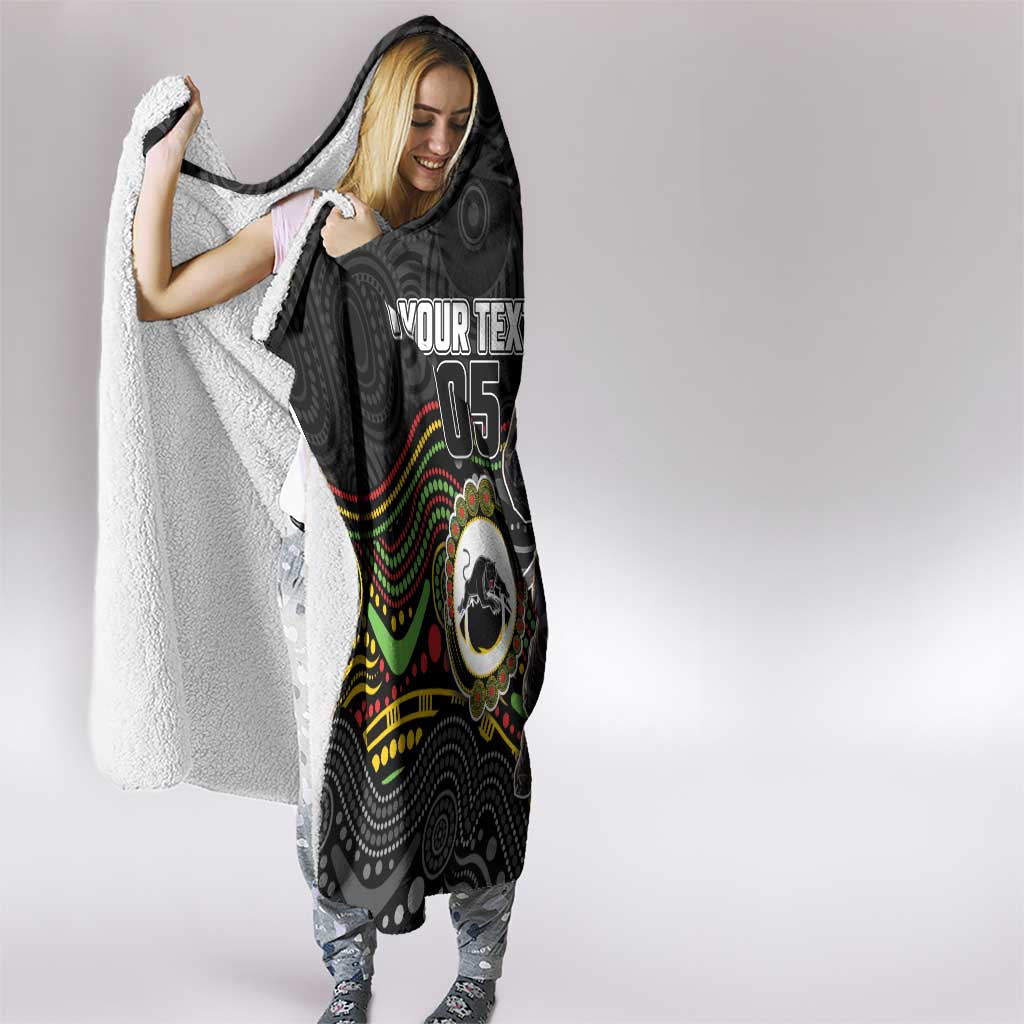 Custom Panthers Hooded Blanket Warrior Mascot With Aboriginal Indigenous