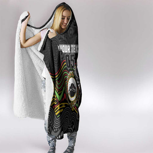 Custom Panthers Hooded Blanket Warrior Mascot With Aboriginal Indigenous