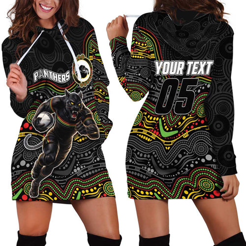 Custom Panthers Hoodie Dress Warrior Mascot With Aboriginal Indigenous