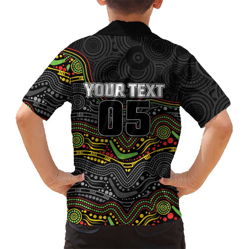 Custom Panthers Kid Hawaiian Shirt Warrior Mascot With Aboriginal Indigenous
