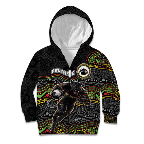 Custom Panthers Kid Hoodie Warrior Mascot With Aboriginal Indigenous