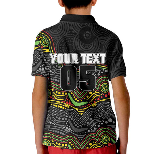 Custom Panthers Kid Polo Shirt Warrior Mascot With Aboriginal Indigenous