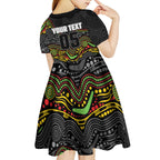 Custom Panthers Kid Short Sleeve Dress Warrior Mascot With Aboriginal Indigenous