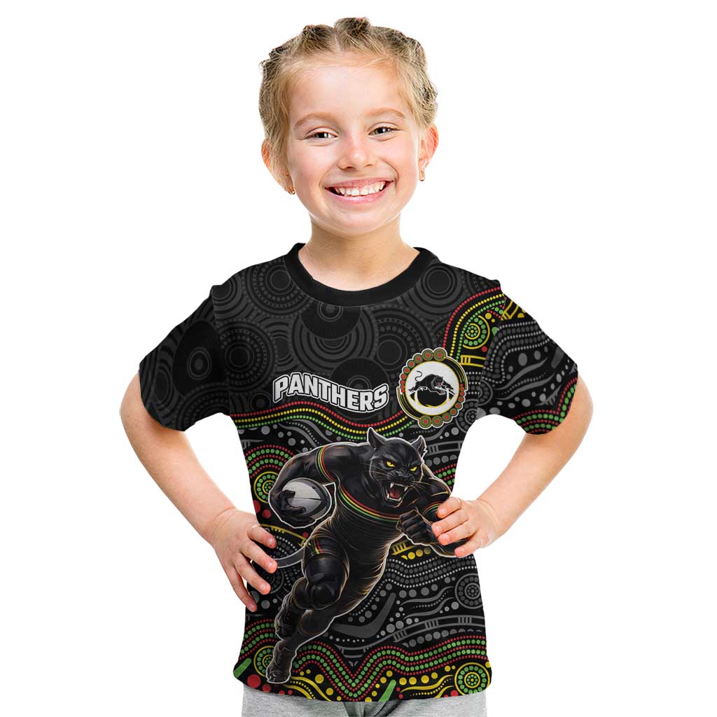 Custom Panthers Kid T Shirt Warrior Mascot With Aboriginal Indigenous