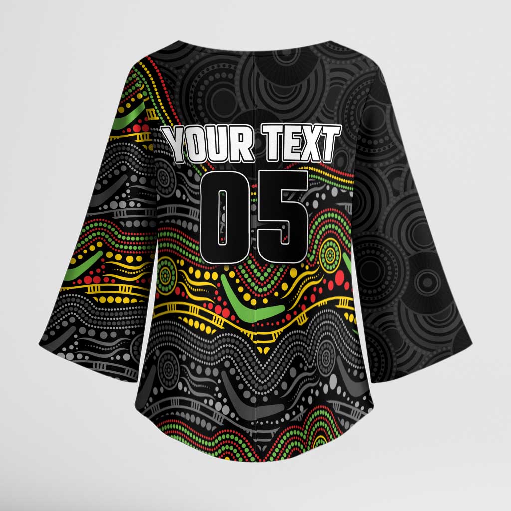 Custom Panthers Kimono Sleeve Blouse Warrior Mascot With Aboriginal Indigenous