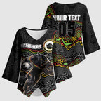 Custom Panthers Kimono Sleeve Blouse Warrior Mascot With Aboriginal Indigenous