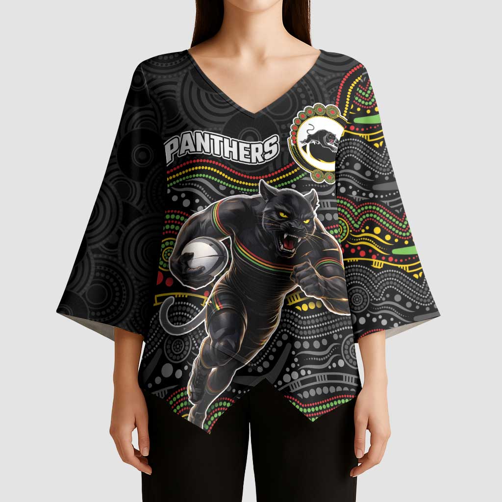 Custom Panthers Kimono Sleeve Blouse Warrior Mascot With Aboriginal Indigenous