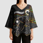 Custom Panthers Kimono Sleeve Blouse Warrior Mascot With Aboriginal Indigenous