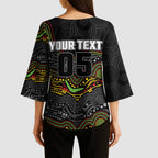 Custom Panthers Kimono Sleeve Blouse Warrior Mascot With Aboriginal Indigenous